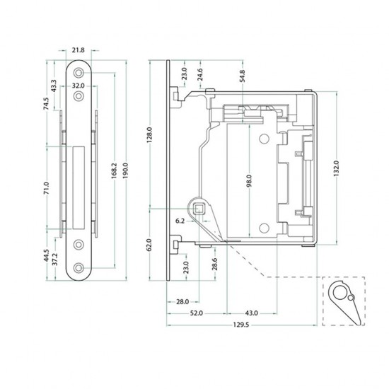 Magnētiskā slēdzene ar plāksni BONAITI NO-HA MINI 938-G992 Matt Chrome