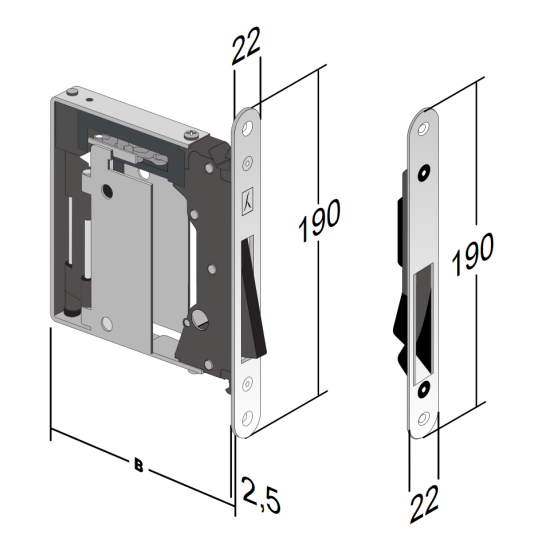 Magnētiskā slēdzene ar plāksni BONAITI NO-HA MINI 938-G992 Matt Chrome