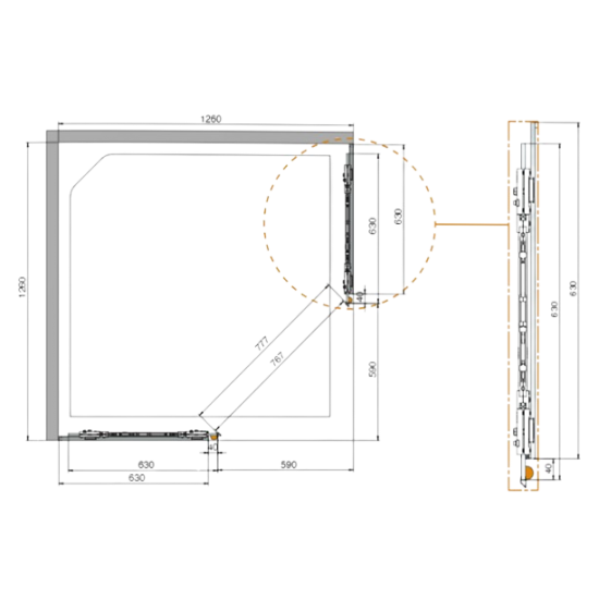 Stūra dušas kabīnes sistēma VAHO GLASS SV-X50 90º
