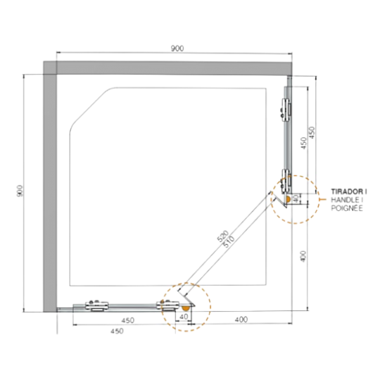 Stūra dušas kabīnes sistēma VAHO GLASS SV-X50 90º