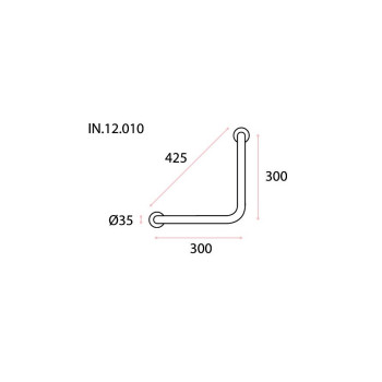 Auxiliary Handle IN.12.010 Stainless Steel 300 mm