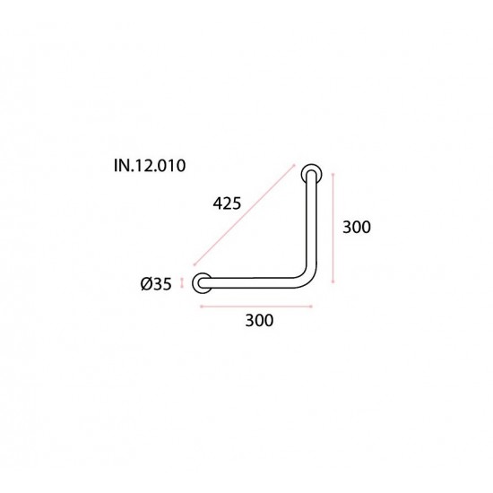 Auxiliary Handle IN.12.010 Stainless Steel 300 mm
