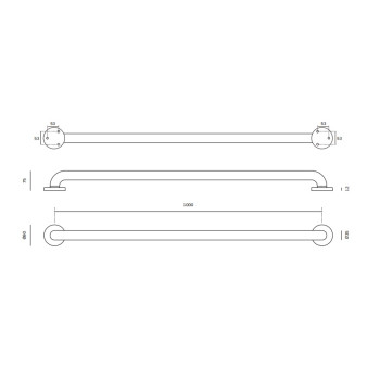 Auxiliary Handle IN.12.028 Stainless Steel 1000 mm