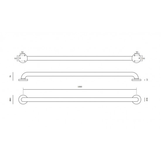 Auxiliary Handle IN.12.028 Stainless Steel 1000 mm