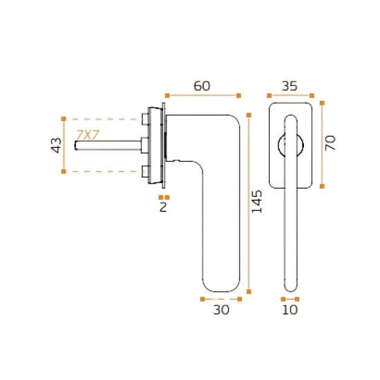Оконная ручка JNF IN.00.532.DK01R Slim Polished Brass