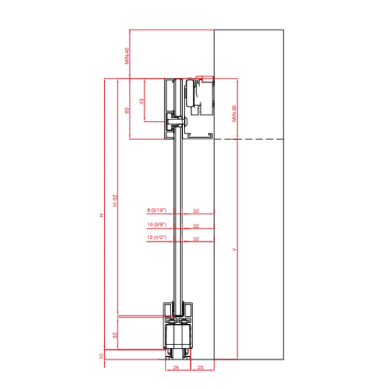 Sliding Glass Door System MAGIC 2 VETRO up to 80 kg / 1800 mm