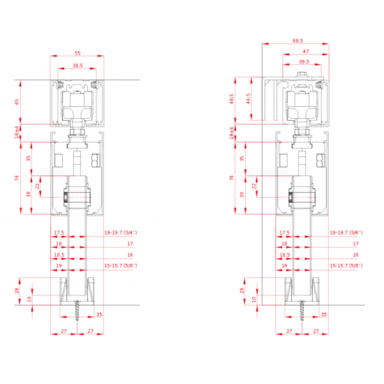 Sliding Glass Door System VETRO 74 up to 250 kg