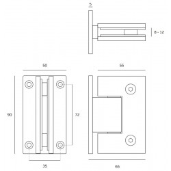 Петля для стеклянной двери JNF IN.05.307 Stainless Steel
