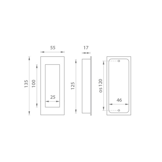 Sliding door handle JNF IN.16.402 Stainless steel