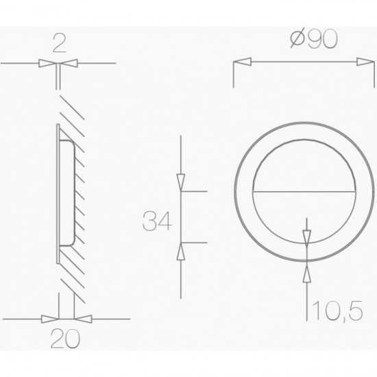 Sliding door system handle TUPAI 1697 16 Stainless Steel