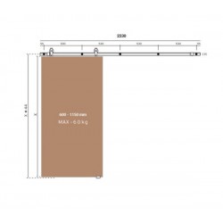 CHARRIOT bīdāmo durvju sistēma Stainless Steel līdz 60 kg / 1150 mm