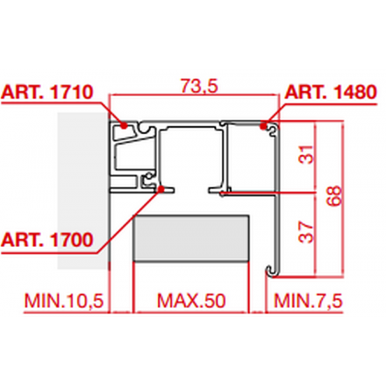 Sliežu apmales 1480 / AS Anodised Aluminium