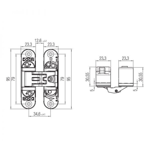 Hidden Hinge K6100 Black (45kg/2gab.)