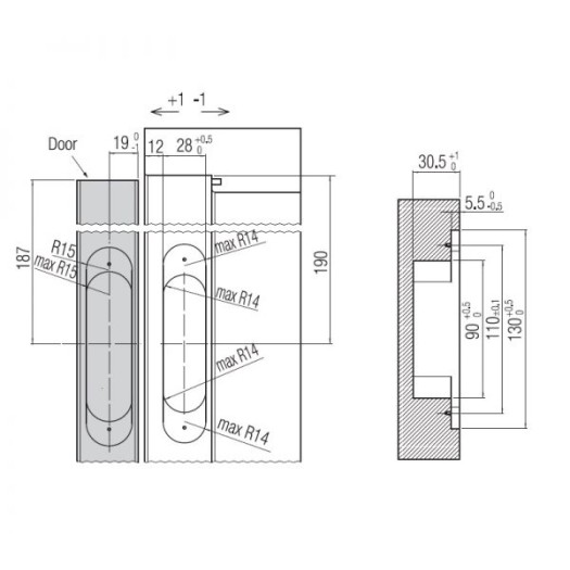 Slēptā eņģe K6360/38 Black (60kg/2gab.)