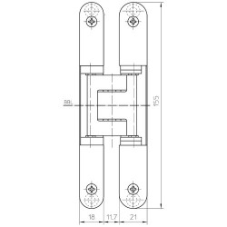 Slēptās eņģes TECTUS TE 240 3D Matt Nickel (60 kg / 2 vnt)