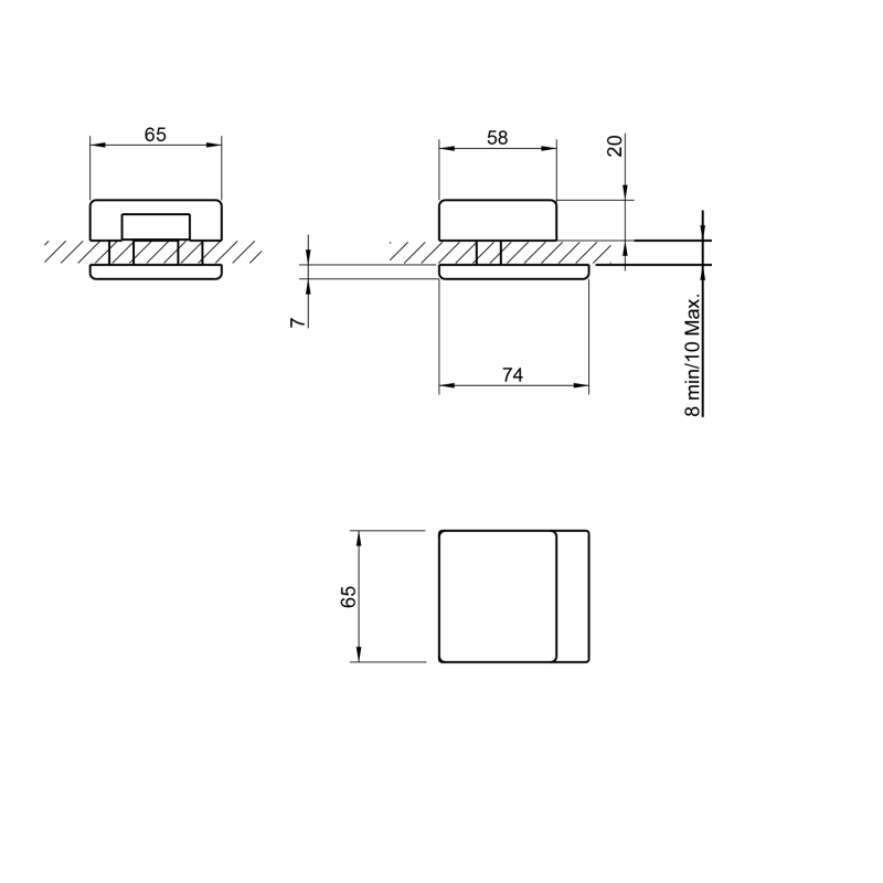 Glass door lock with handle TUPAI 4013 — stainless steel