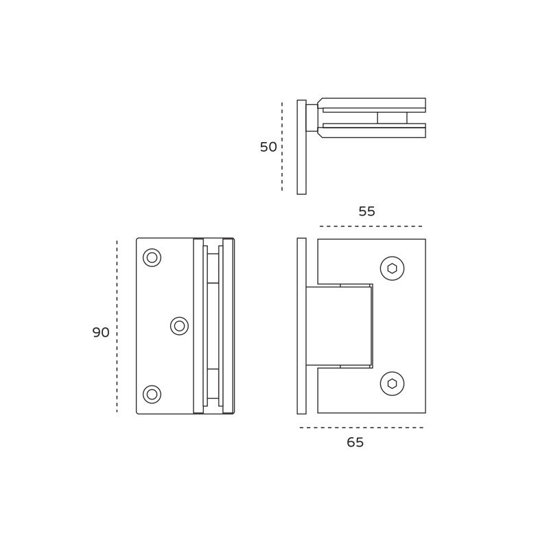 Hinge JNF IN.05.306 wall-Glass with brake — black