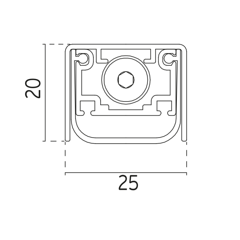 Automātisko durvju slieksnis JNF IN.06,009 (25 x 20 mm)