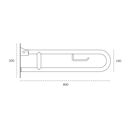 Folding armrest with paper holder 800 mm
