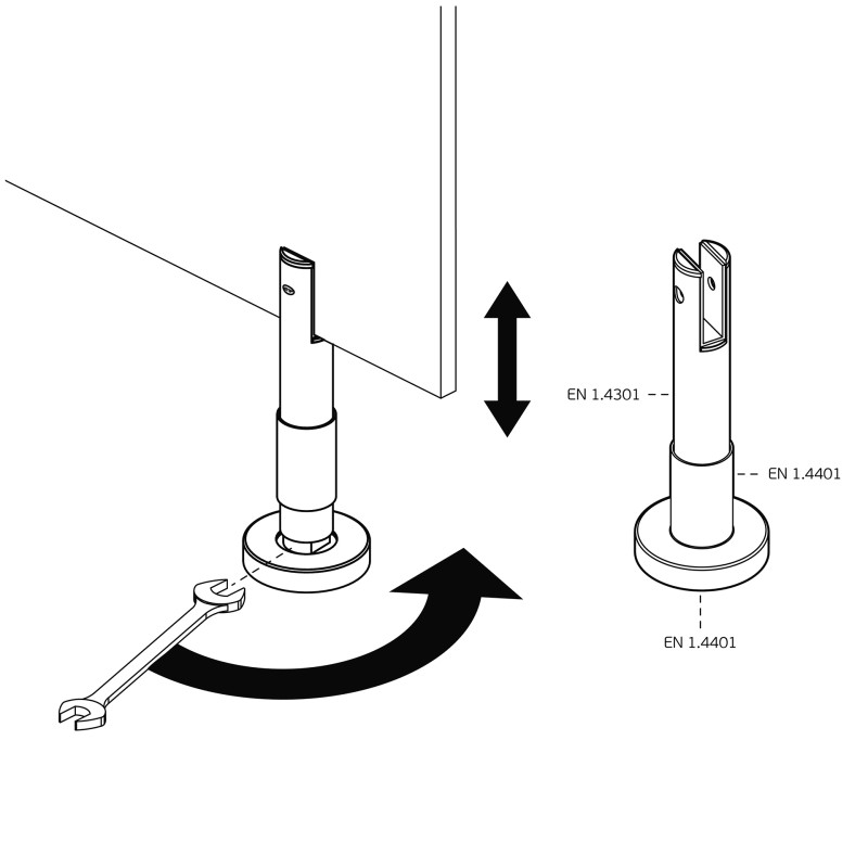 Adjustable leg JNF SM.017 — stainless steel