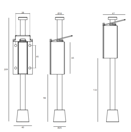 Atsperes durvju turētājs IN.23,126 (209 mm)