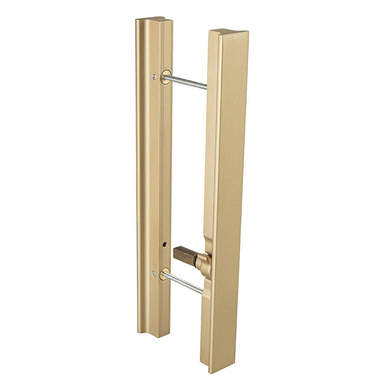 Pull door handle SECRET with integrated lock — matt brass