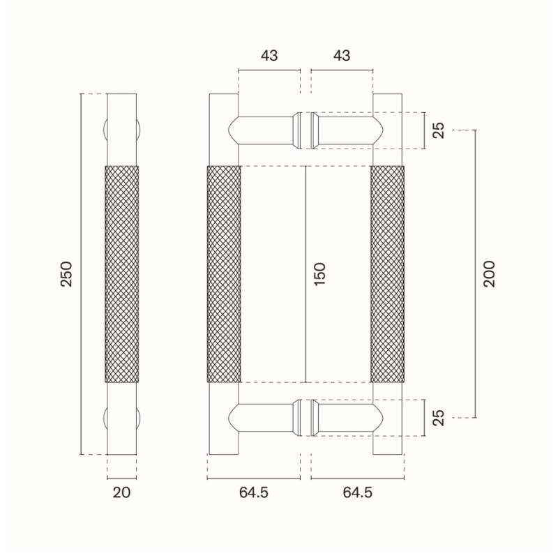 Pull door handle STERK 1770 — matt copper PVD