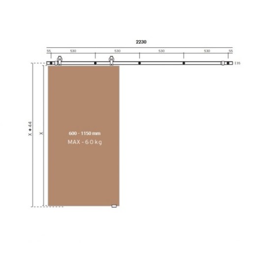 CHARRIOT sliding door system bronze up to 60 kg / 1150 mm