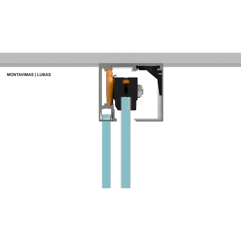 Sliding glass door system SAHECO BLOQ SV-Q110 up to 110 kg