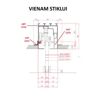 SOLO VETRO LIGHT skrējējs ART 2250 + ART 2254 + ART 2252 vienam glāzei
