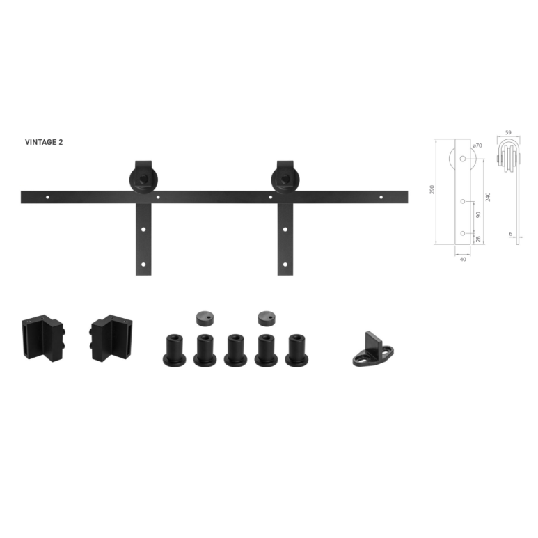 Bīdāmo durvju sistēma VINTAGE 2 līdz 85 kg / 2000 mm