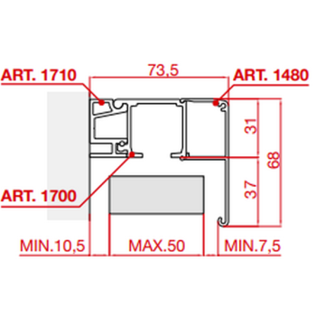 Rail cover 1480/AS — anodised — anodised aluminium