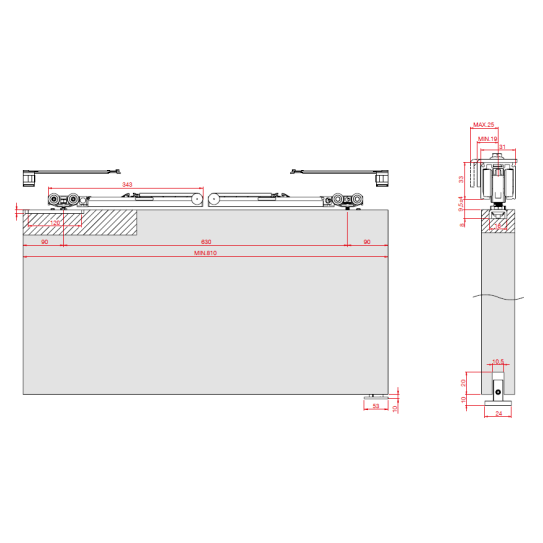 FLUID HIDE Ar 2 virzienu "Soft close" līdz 80 kg
