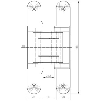 Slēptās eņģes TECTUS TE 541 3D FVZ — balts (100 kg)