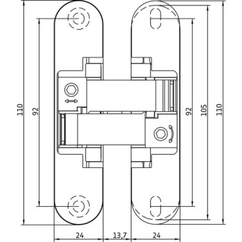 Slēptās eņģes ANSELMI AN 150 3D (521) — matēts hroms (40 kg)