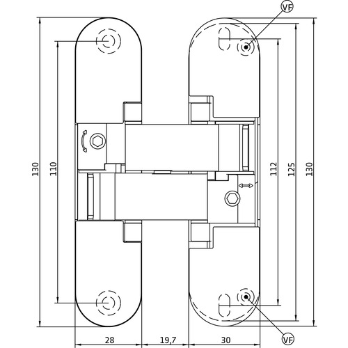 Slēpta eņģe ANSELMI AN 161 3D FVZ 12/38 (512) — matēts hroms (60 kg)