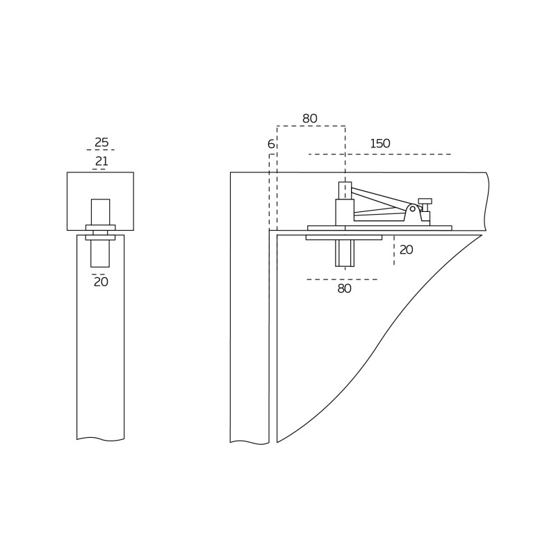 Svārsts PIVOT eņģe JNF IN.05,206 augšējā daļa līdz 80 kg