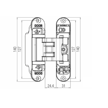 Concealed hinge KOBLENZ K3000 — matt chrome (45 kg)