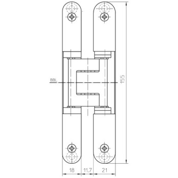 Slēptās eņģes TECTUS TE 240 3D — matēts hroms (60 kg)