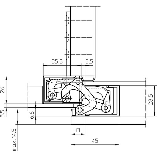 Slēpta durvju eņģe ar pārkari TECTUS TE 380 3D — matēts hroms (60 kg)