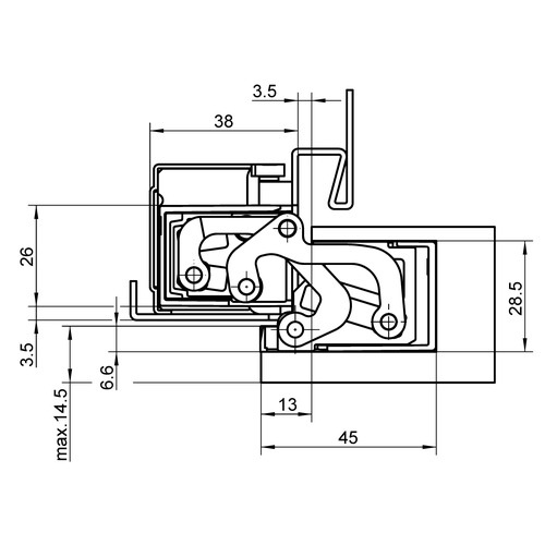 Slēpta durvju eņģe ar pārkari TECTUS TE 380 3D — matēts hroms (60 kg)