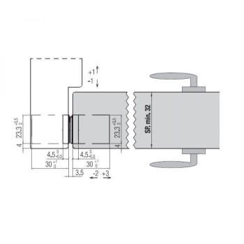 Concealed hinge KOBLENZ K6200 — matt chrome (45 kg)
