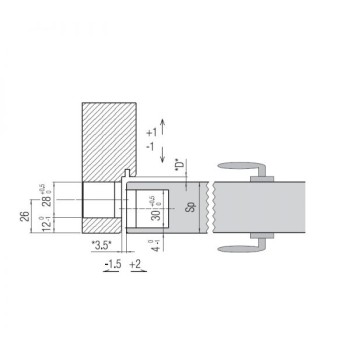 Concealed hinge KOBLENZ K6360/38 — black (60 kg)