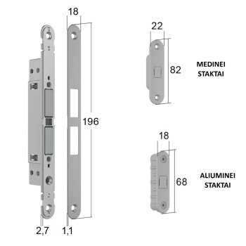 Magnetic lock Bonaiti MATCH PASSAGE MOD. 375 — matt chrome