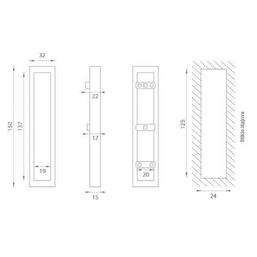 Sliding door handle PAMAR 1158 — black