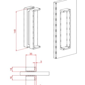 Adhesive glass door handle TERNO C.0420.A.1.41 — black