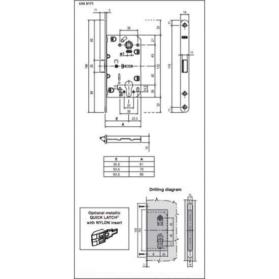 Lock AGB EVO MEDIANA PZ 96mm Old Brass